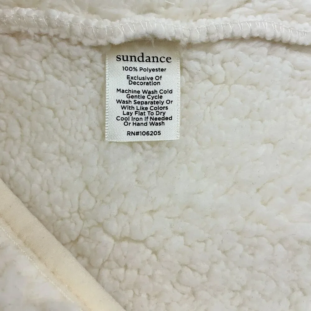 Sundance Heidi Sherpa Half Zip Pullover sz S Cozy Vanilla Cream Teddy‎ Coat BOHO